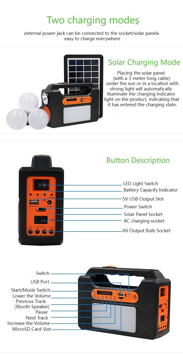 Description du produit des mini kits d'éclairage solaire GP (1)