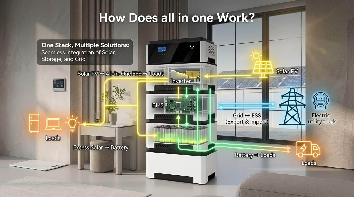 GreenPower all-in-one solar energy storage system components