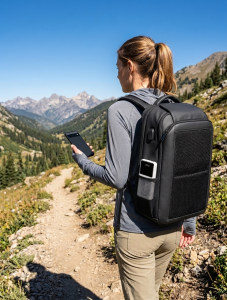Solar backpack with power bank