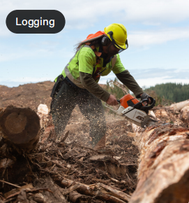 Supplying power for outdoor woodcutting and timber operations